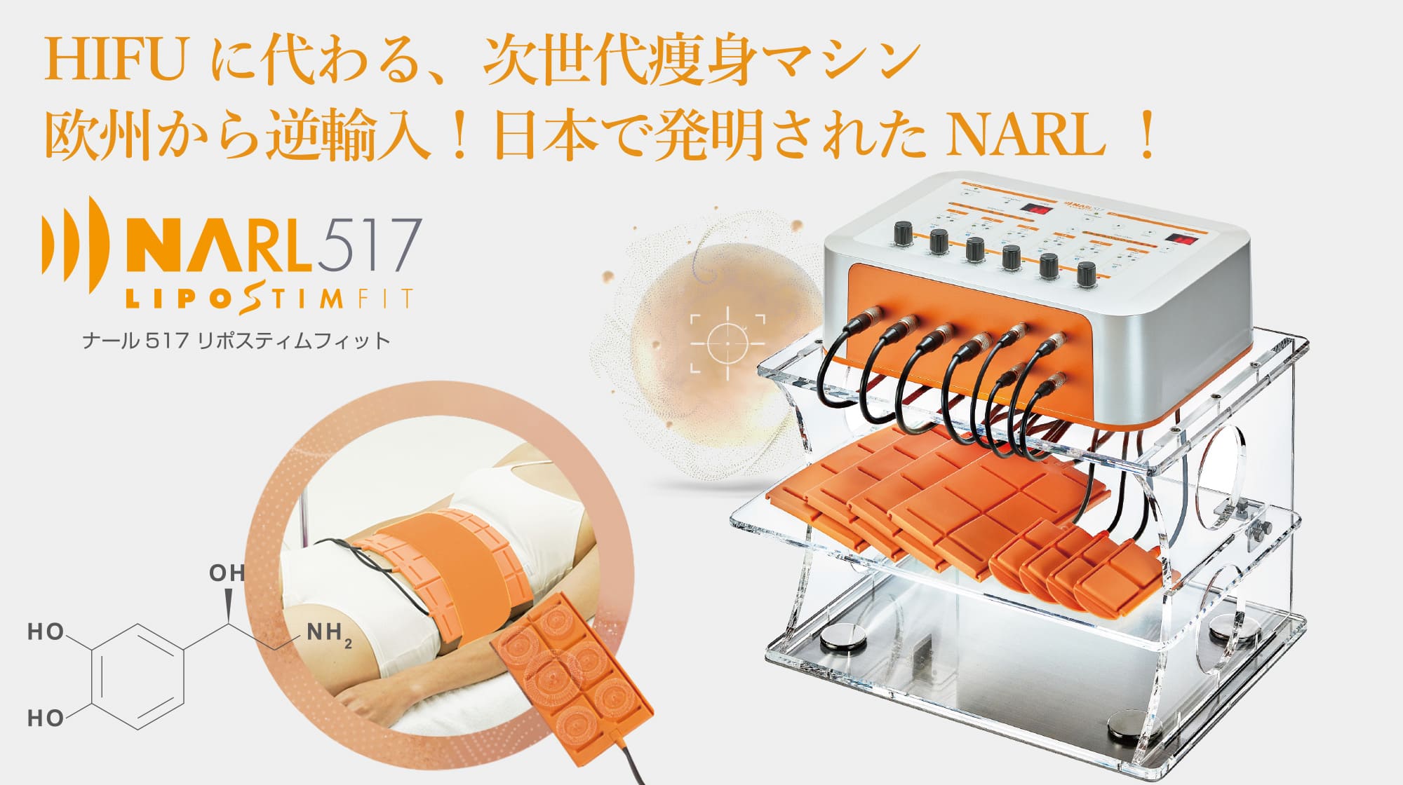NARL517 リポスティムフィット｜HIFUに代わる、次世代痩身マシン 欧州から逆輸入！日本で発明されたNARL！